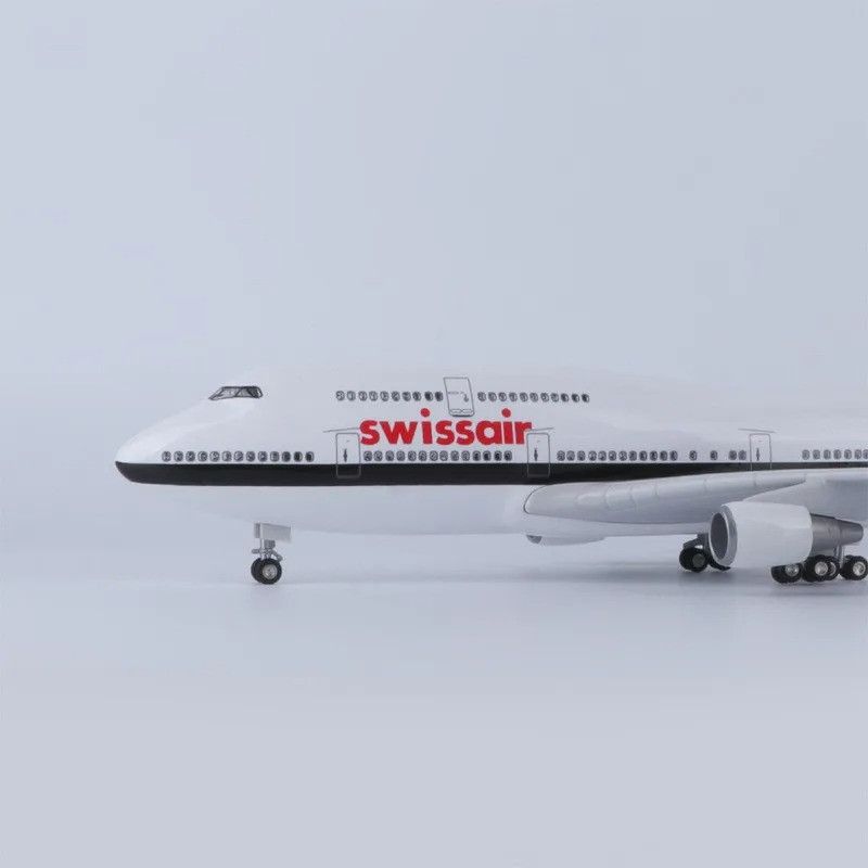  Mô hình máy bay Thụy sĩ Swiss Air Boeing B747 47cm có đèn led tự động theo tiếng vỗ tay hoặc chạm MB47053 