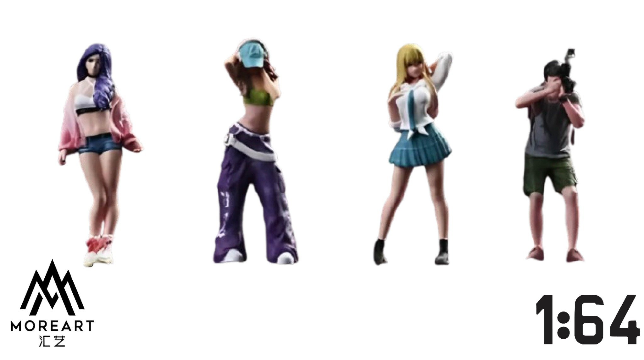  Mô hình nhân vật set 4 figure chụp ảnh - tạo dáng street photo beauty set tỉ lệ 1:64 MoreArt MO223011 