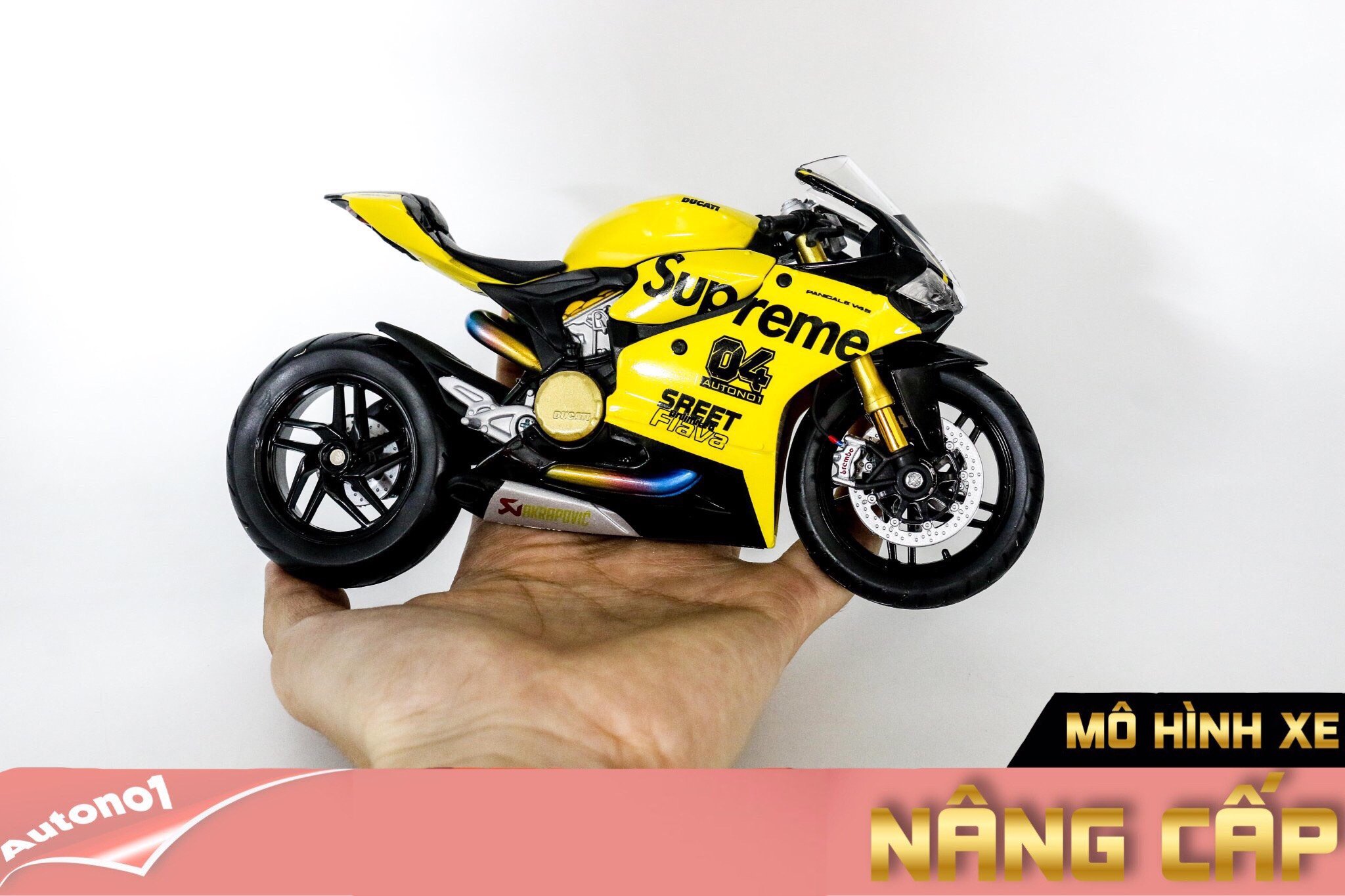  Mô hình xe độ Ducati 1199 Supreme Yellow Tỉ Lệ 1:12 Autono1 D220D 