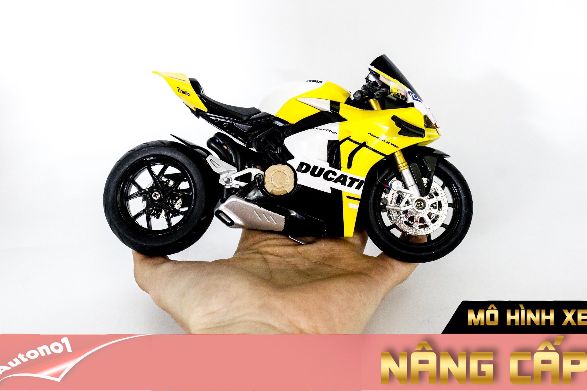  Mô hình xe độ Ducati V4s Advance Yellow Tỉ Lệ 1:12 Autono1 D222a 