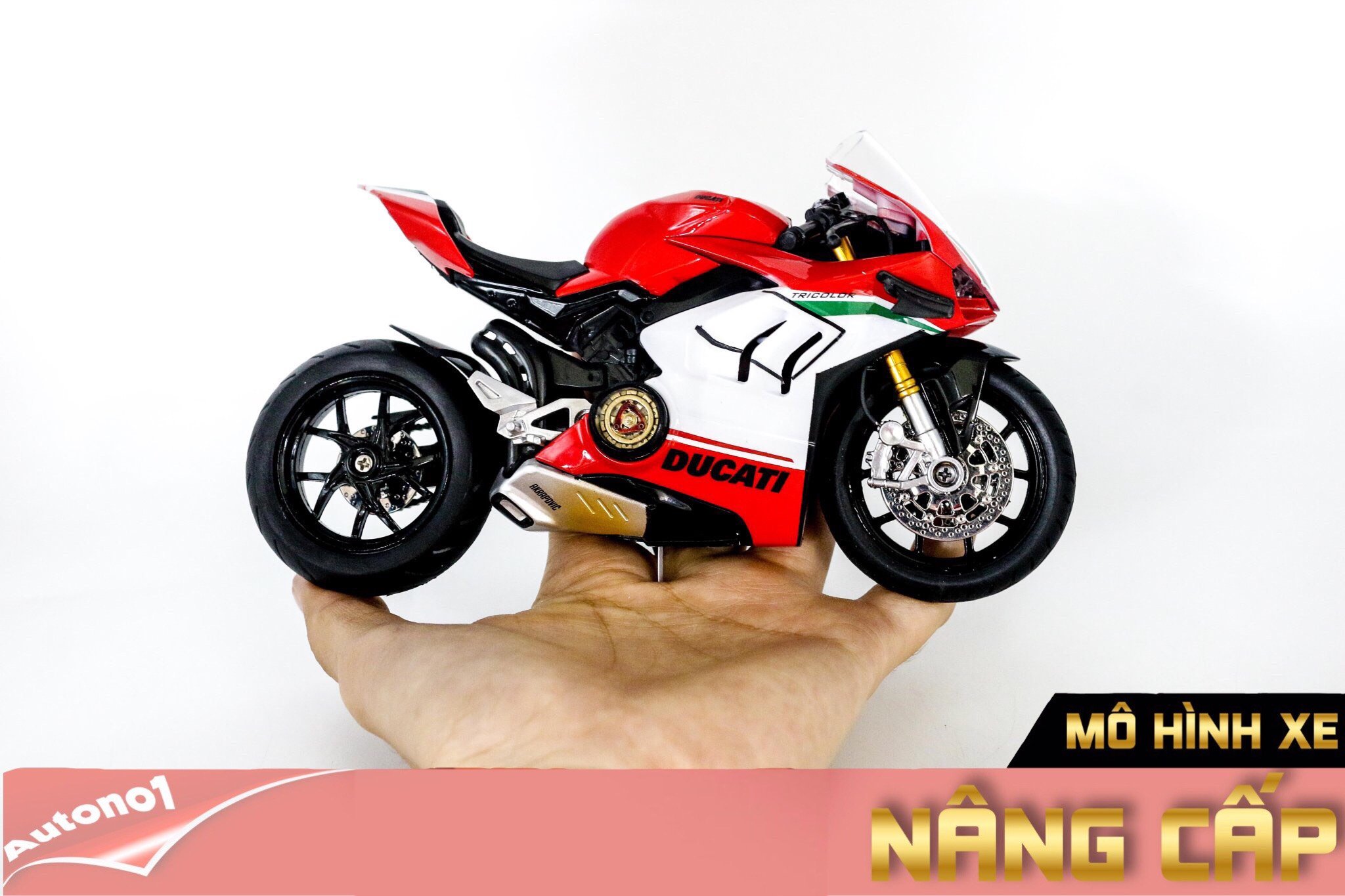  Mô hình xe độ Ducati Panigale V4 Tricolor Nồi Khô 1:12 Autono1 D223D 