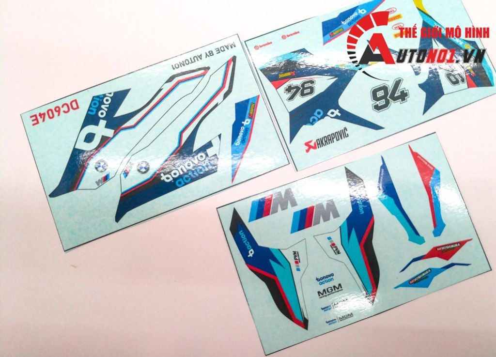 DECAL NƯỚC TEM TRÙM ĐỘ BMW S1000RR BONOVO ACTION 1:12 AUTONO1 DC604E