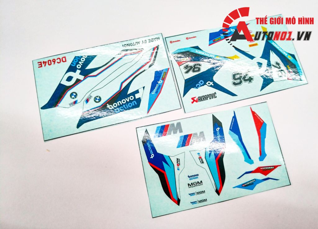 DECAL NƯỚC TEM TRÙM ĐỘ BMW S1000RR BONOVO ACTION 1:12 AUTONO1 DC604E