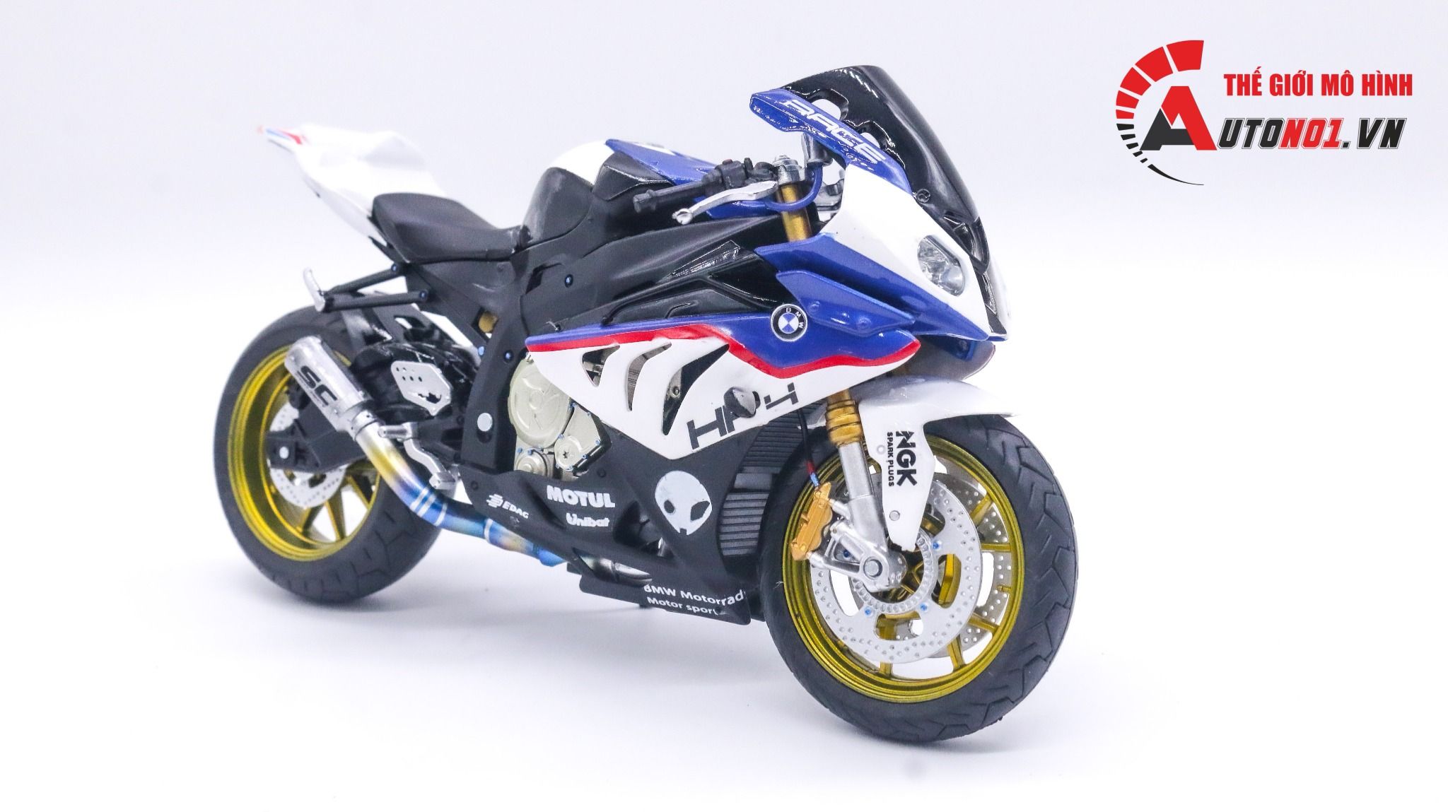  Mô hình xe độ BMW S1000RR HP4 Performance độ pô 1:12 Autono1 Joycity D022E 