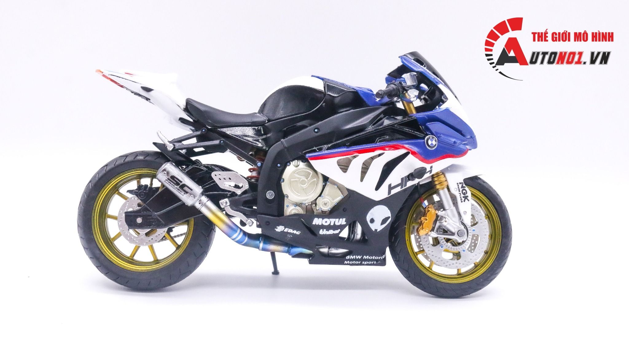  Mô hình xe độ BMW S1000RR HP4 Performance độ pô 1:12 Autono1 Joycity D022E 