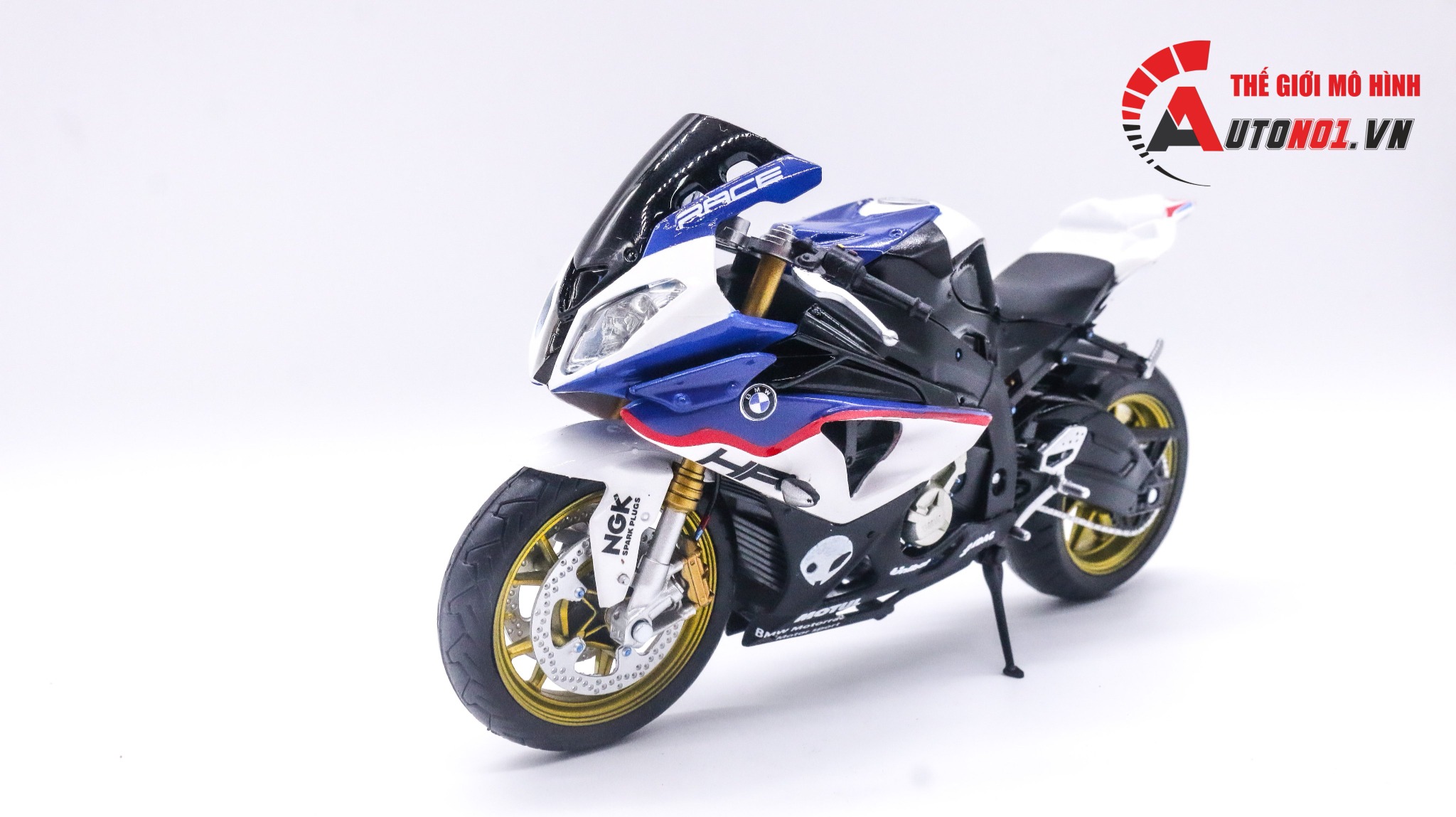  Mô hình xe độ BMW S1000RR HP4 Performance độ pô 1:12 Autono1 Joycity D022E 