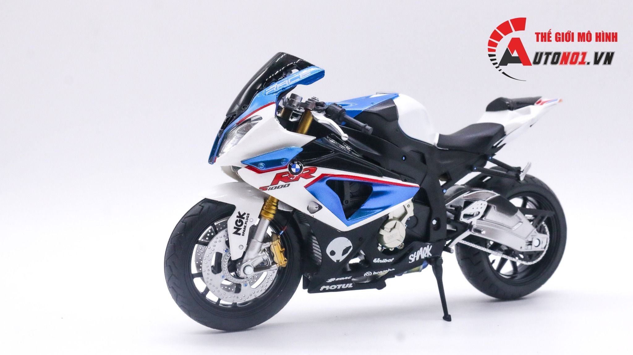  Mô hình xe độ BMW S1000RR blue 1:12 độ pô Autono1 Joycity D022C 