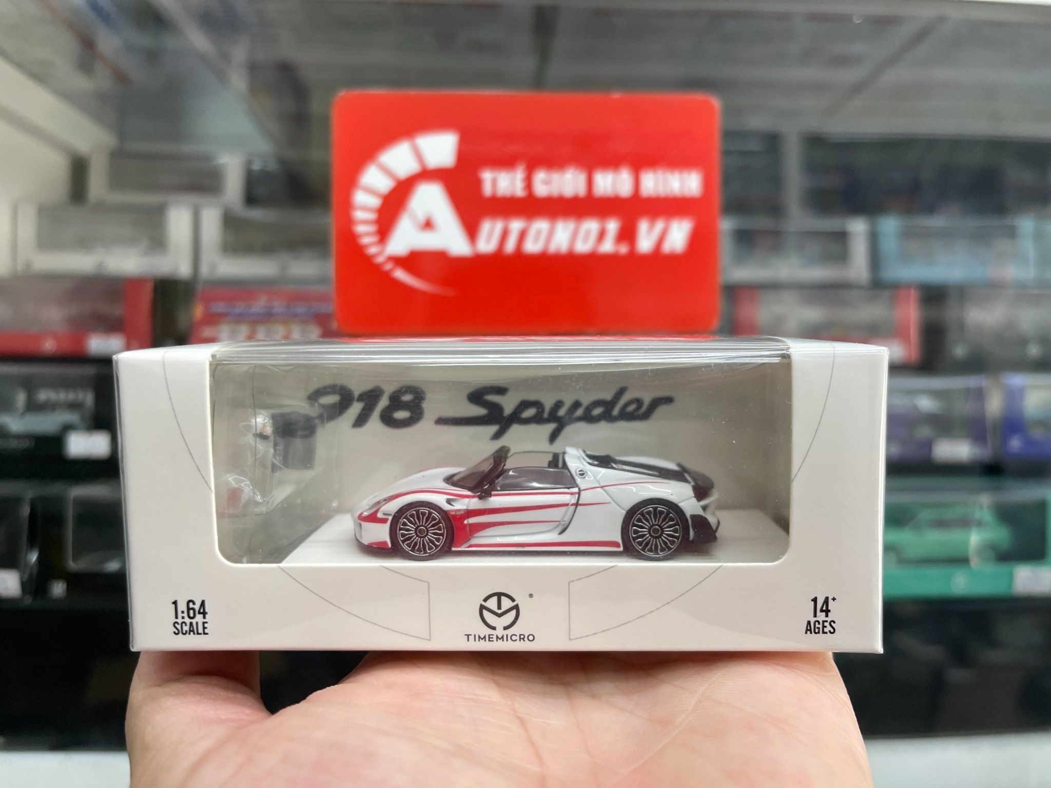  Mô hình xe Porsche 918 Spyder white flame tỉ lệ 1:64 Time micro 