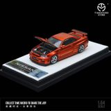  Mô hình xe Nissan GTR34 orange metal mở được capo trước tỉ lệ 1:64 Time micro TM643408 