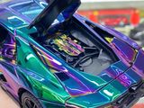  Mô hình xe Lamborghini Revuelto chrome color đánh lái được - full open - có đèn - âm thanh tỉ lệ 1:24 Alloy model OT24063 
