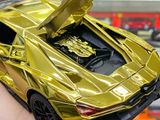  Mô hình xe Lamborghini Revuelto chrome color đánh lái được - full open - có đèn - âm thanh tỉ lệ 1:24 Alloy model OT24063 