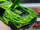  Mô hình xe Lamborghini Revuelto chrome color đánh lái được - full open - có đèn - âm thanh tỉ lệ 1:24 Alloy model OT24063 