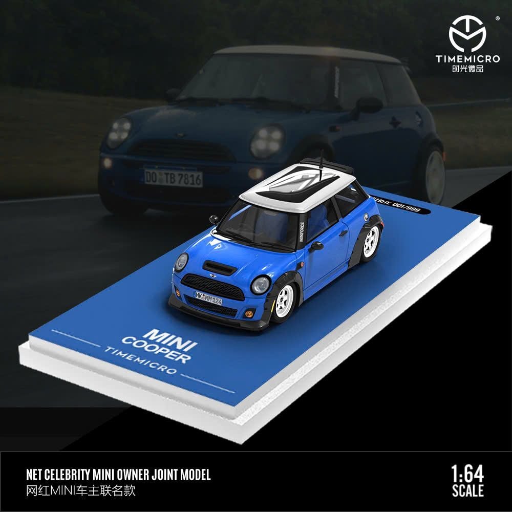  Mô hình xe BMW MINI COOPER deep blue and light green tỉ lệ 1:64 Time micro TM643632 
