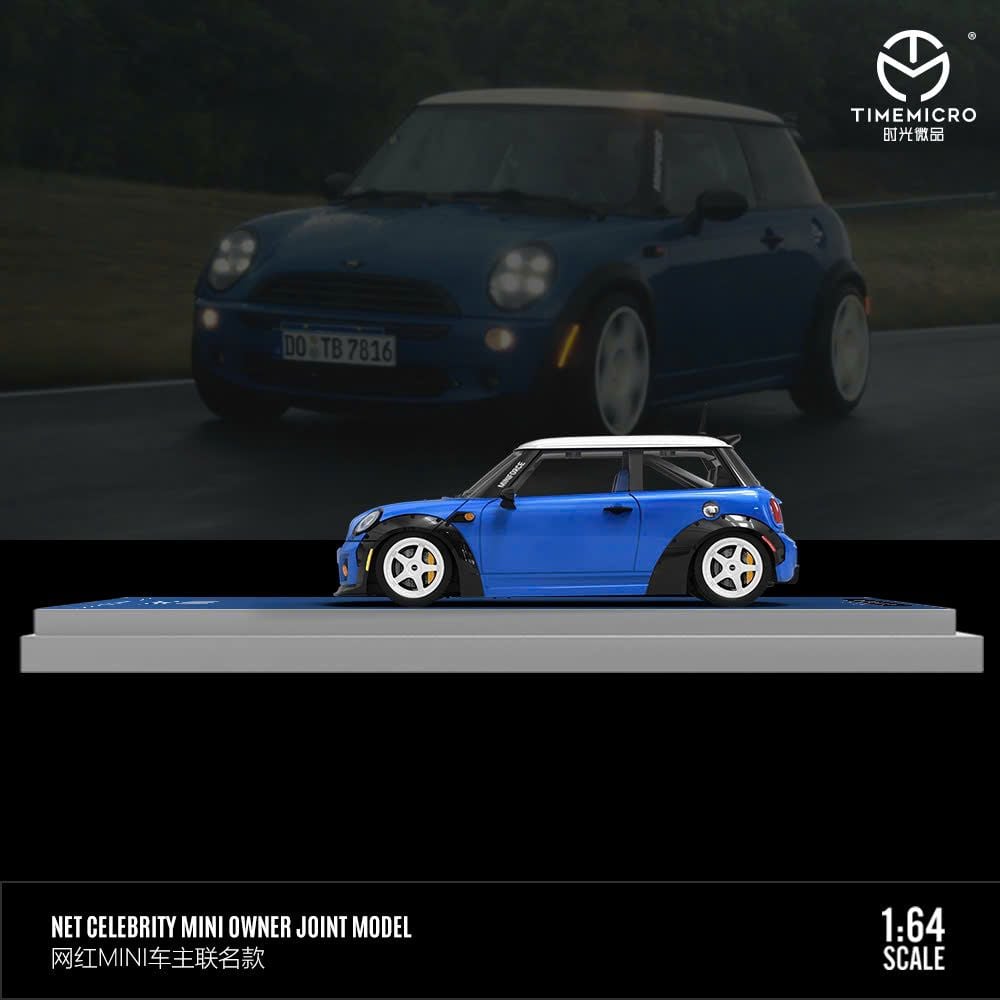  Mô hình xe BMW MINI COOPER deep blue and light green tỉ lệ 1:64 Time micro TM643632 