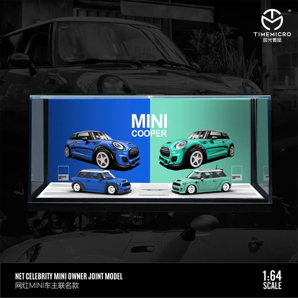 Mô hình xe BMW MINI COOPER deep blue and light green tỉ lệ 1:64 Time micro TM643632 