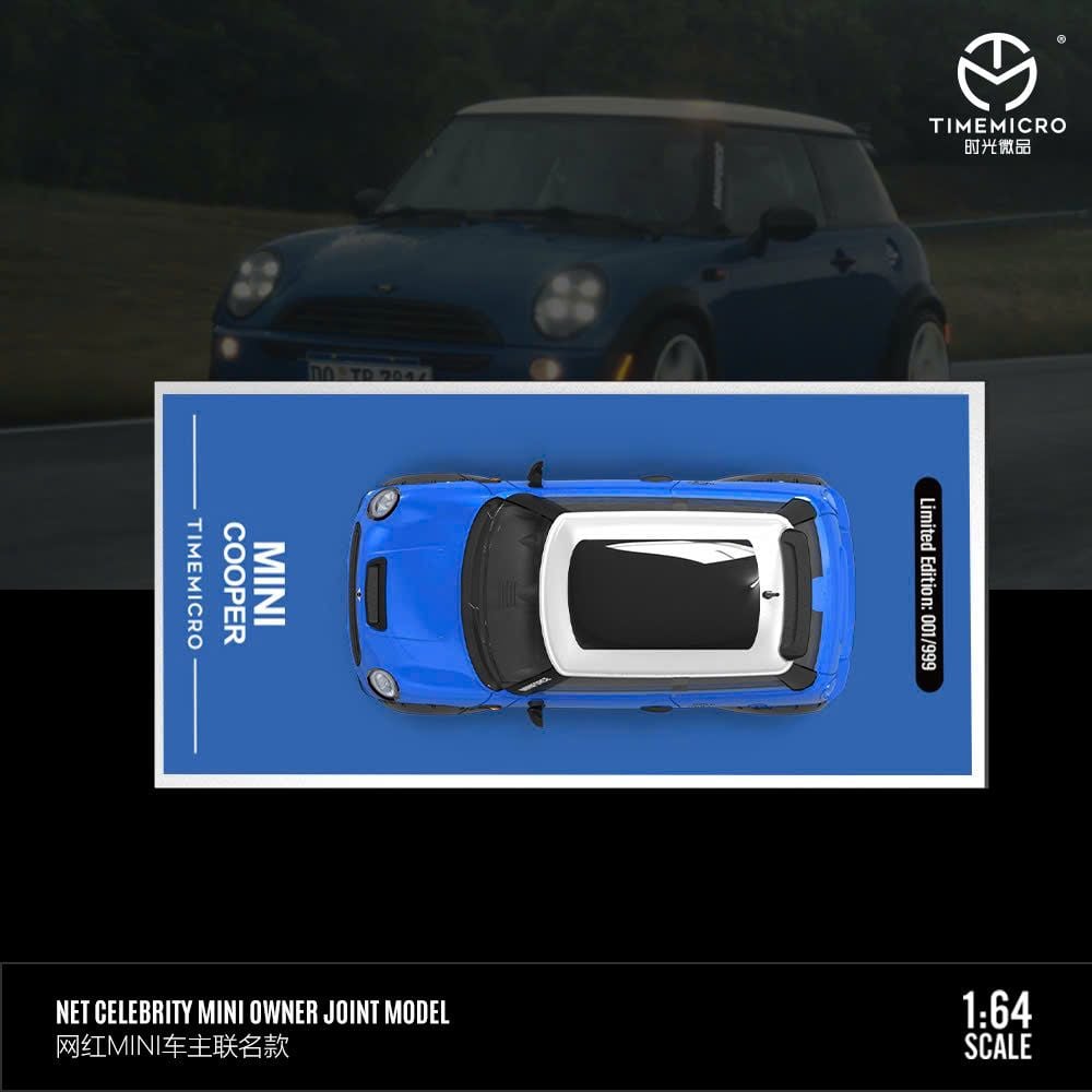  Mô hình xe BMW MINI COOPER deep blue and light green tỉ lệ 1:64 Time micro TM643632 