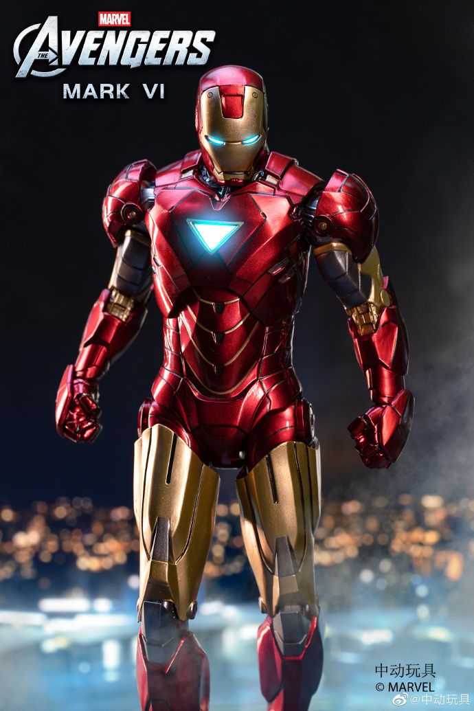  Mô hình nhân vật Marvel Iron man người sắt có đèn MK6 Mark VI Avengers SHF tỉ lệ 1:10 18CM ZD Toys FG263 