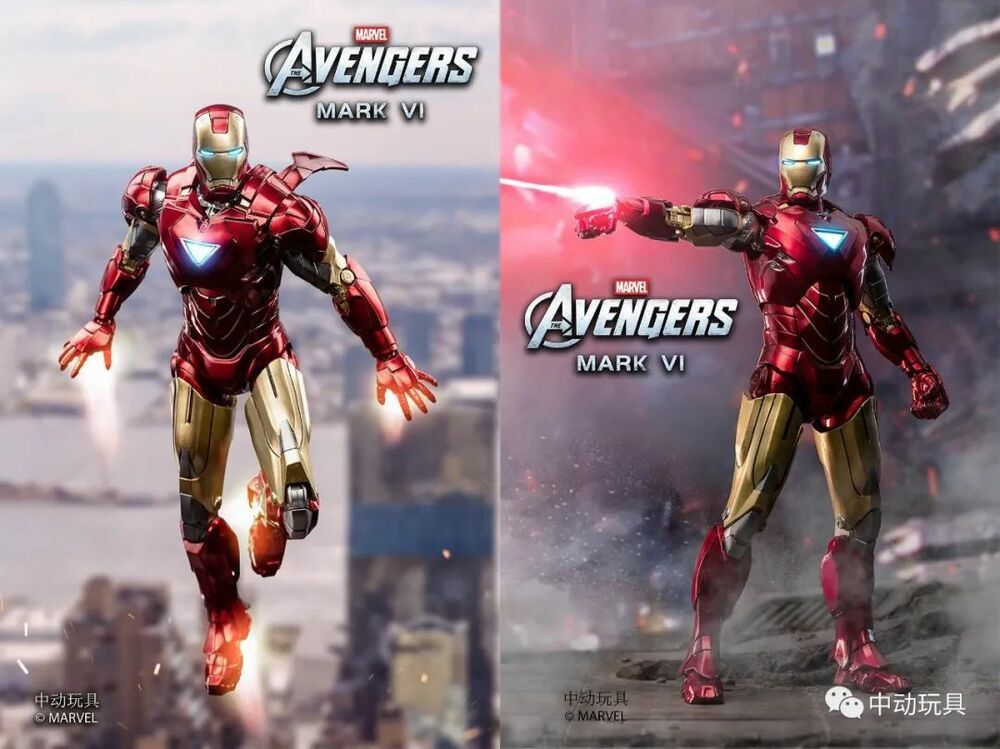  Mô hình nhân vật Marvel Iron man người sắt có đèn MK6 Mark VI Avengers SHF tỉ lệ 1:10 18CM ZD Toys FG263 