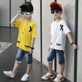  Set quần short jean wash rách áo thun xẻ lai 