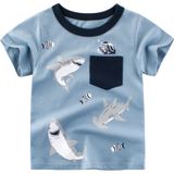  Áo thun cotton bé trai TrueKids hình in cá mập túi phối màu xanh 