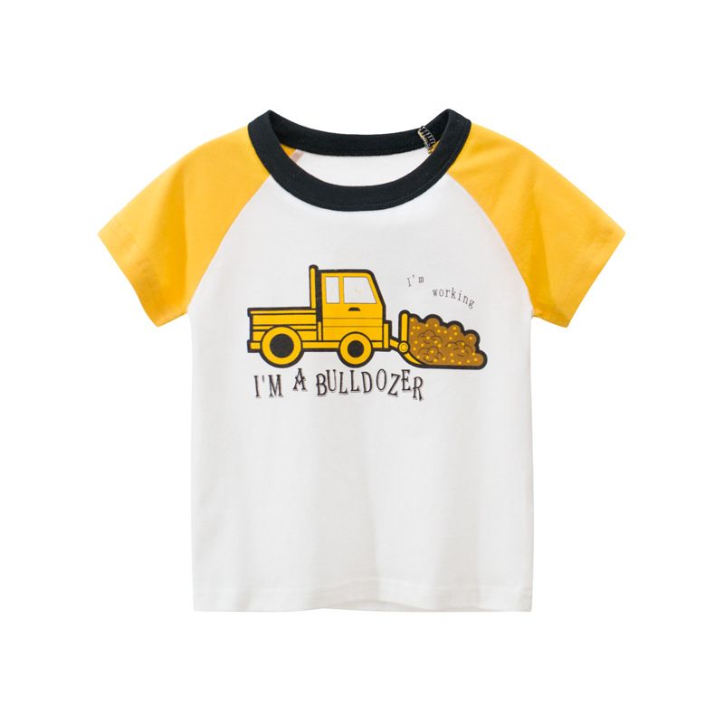  Áo thun Trẻ Em Xuất Khẩu TrueKids In Xe Xúc Đất Chất Cotton 100% 