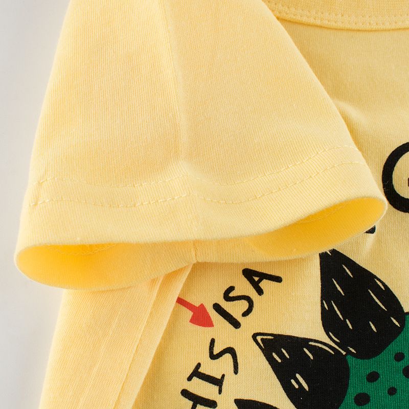  Áo thun trẻ em 27Kids, áo thun ngắn tay bé trai in hình Khủng long gai màu vàng 