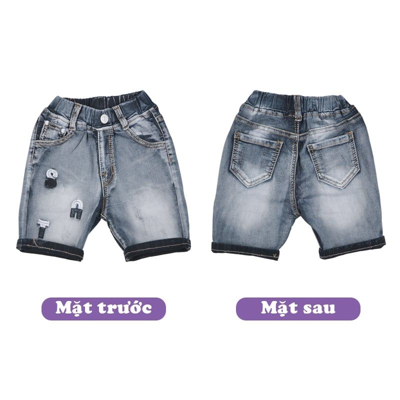  Quần short jean bé trai TrueKids Hàng Xuất Vải Mịn Mềm thêu S.A.T 