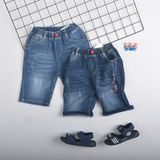  Quần short jean TrueKids, quần short jean cho bé trai thêu sọc 