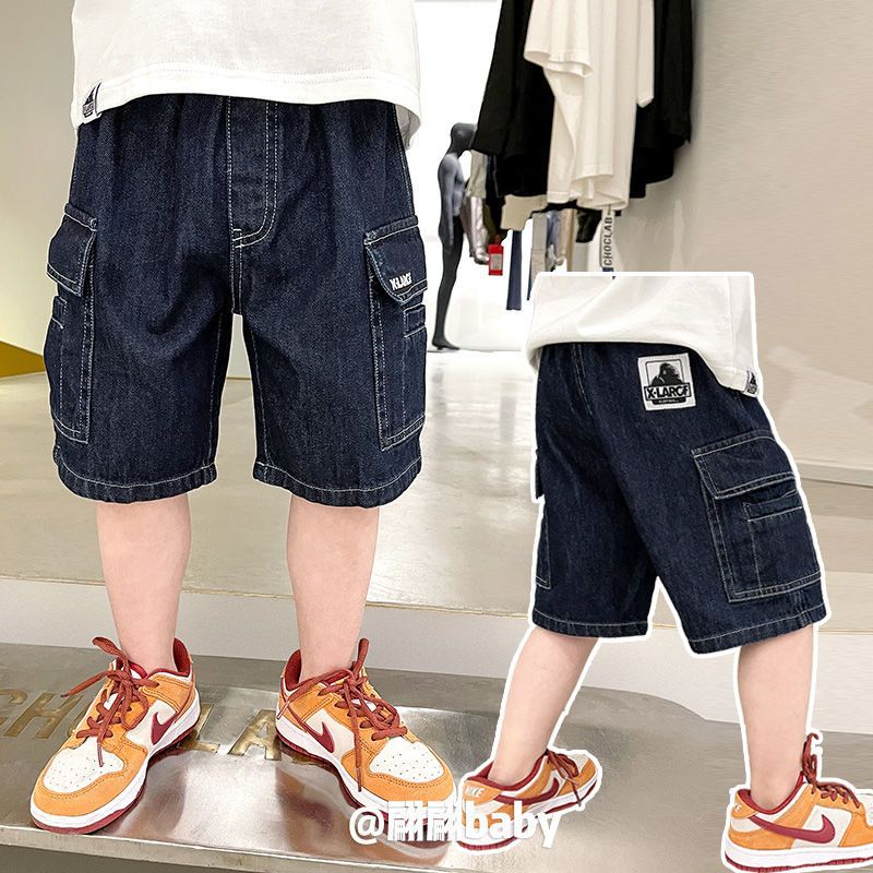  Quần short jean TrueKids, quần short jean cho bé trai phối túi hộp 2 bên 