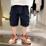  Quần short jean TrueKids, quần short jean cho bé trai phối túi hộp 2 bên 