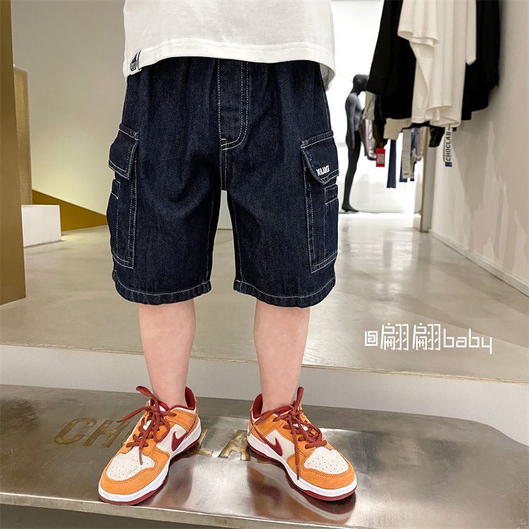  Quần short jean TrueKids, quần short jean cho bé trai phối túi hộp 2 bên 