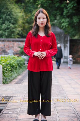 Áo bà ba nhung màu đỏ
