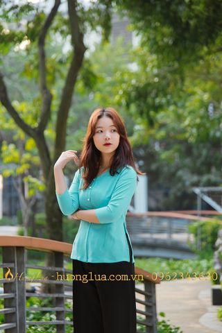 Áo bà ba xanh trơn