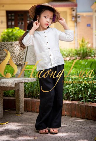 Áo bà ba trắng cho bé gái và bé trai