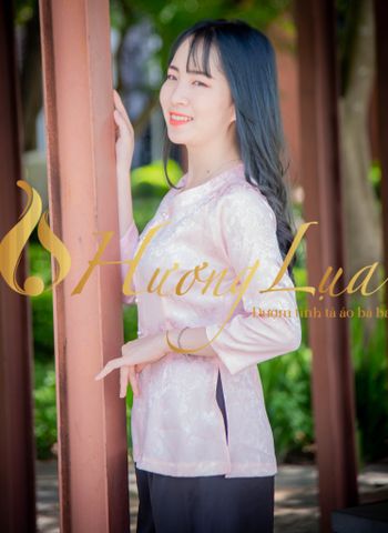 Áo bà ba Hương Lụa áo bà ba gấm màu hồng nhạt