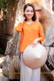 Áo bà ba lụa Thái Tuấn màu cam