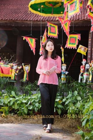 May áo bà ba hồng chất nhung ấm áp