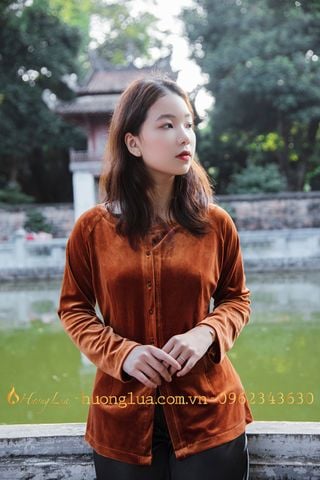 Áo bà ba nhung màu nâu