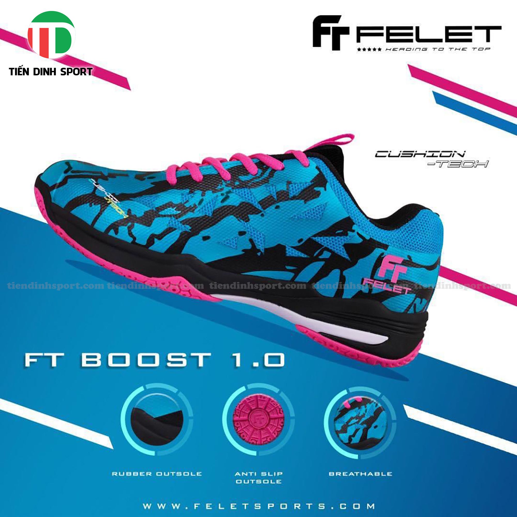 GIÀY CẦU LÔNG FELET FT BOOST 1.0 XANH