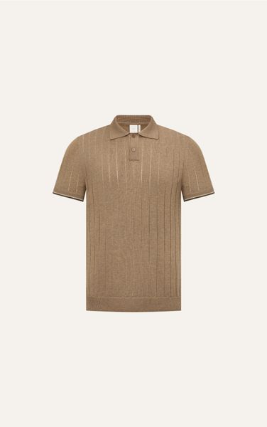  AG741 PREMIUM REGULAR FIT RIB STITCH POLO - BROWN