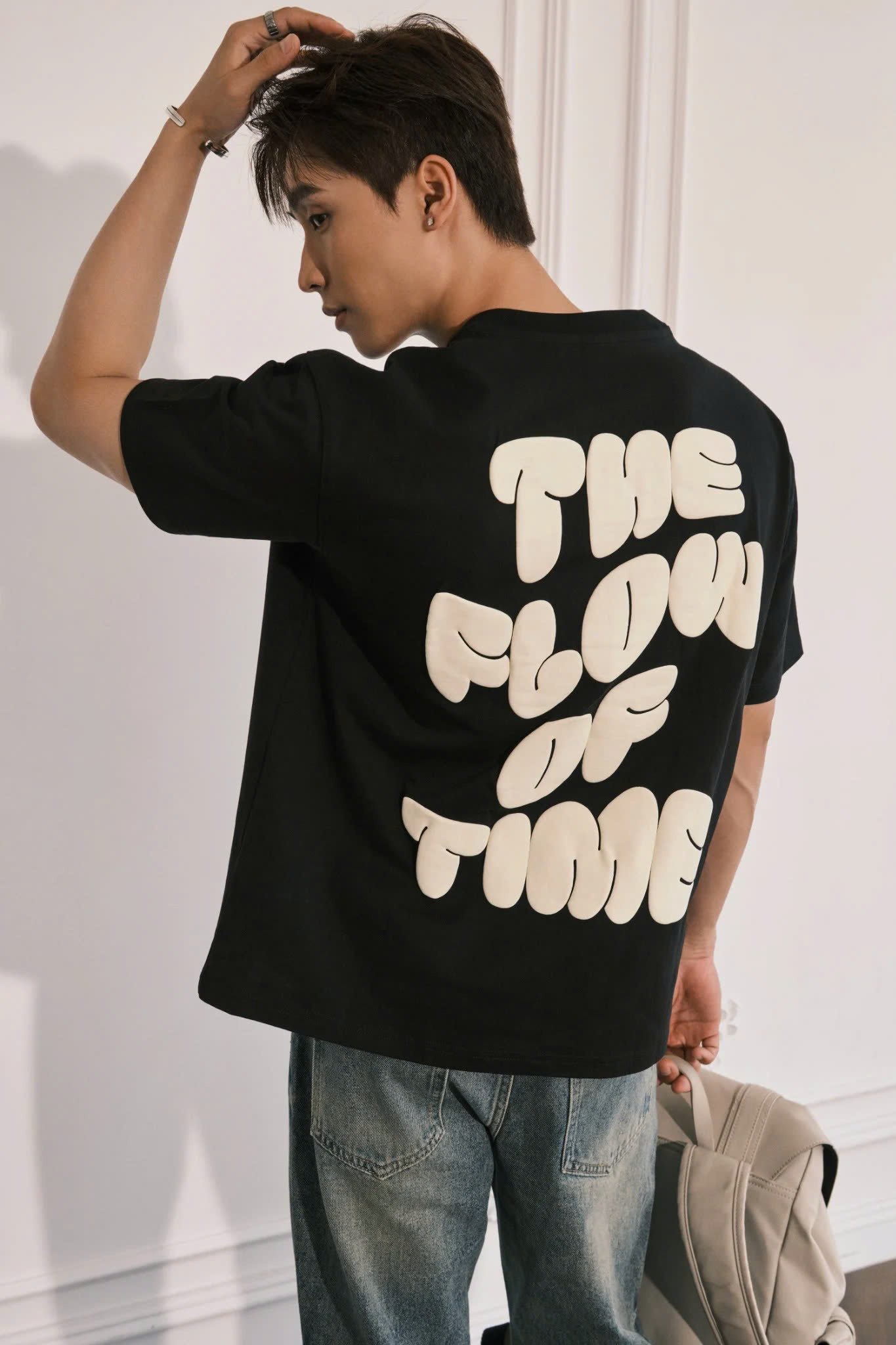 AG15 STUDIO LOOSE FIT BUBLE PRINTED LOGO T-SHIRT - BLACK