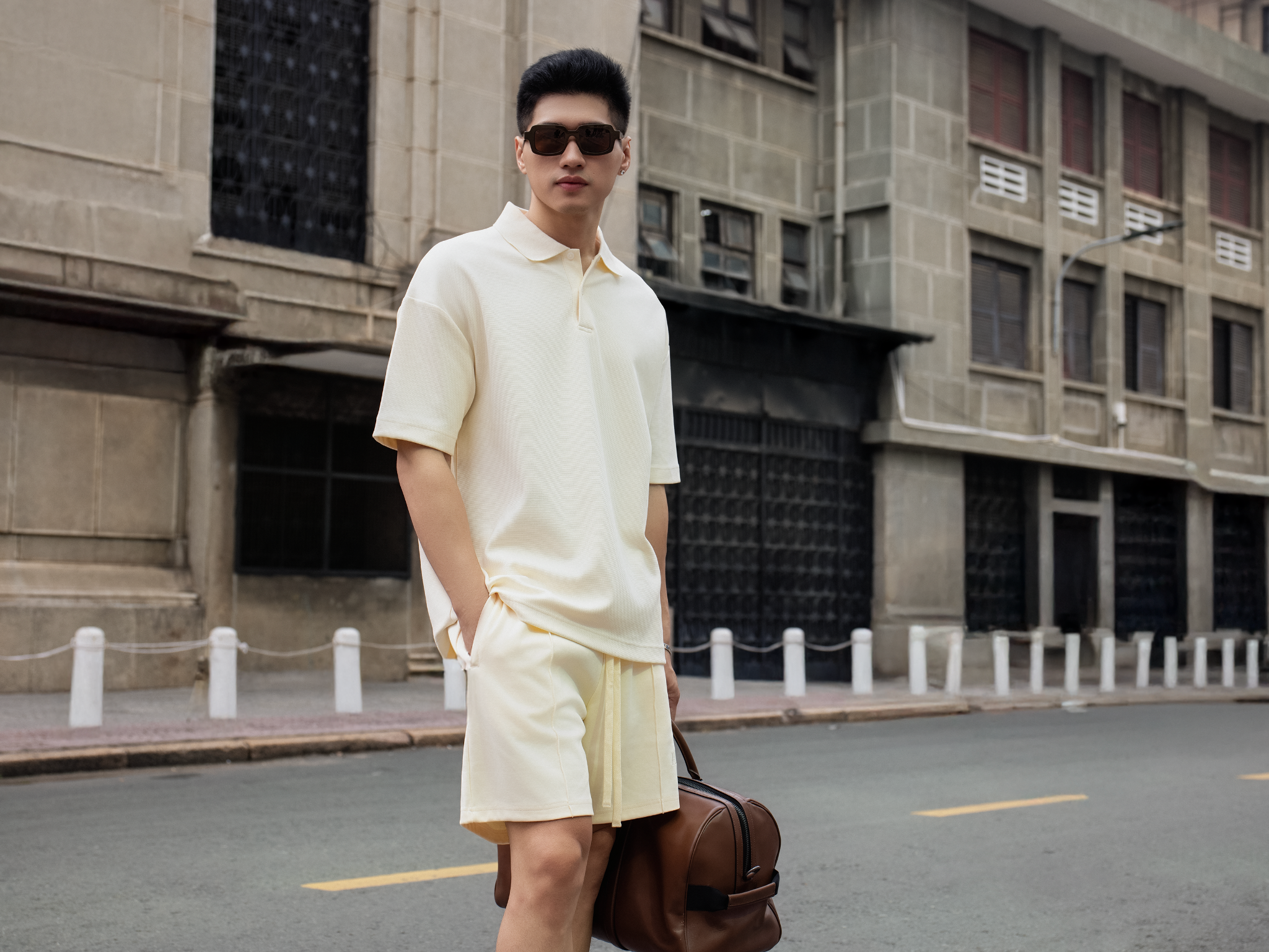 AG001 STUDIO LOOSE FIT BASIC POLO - OFF WHITE