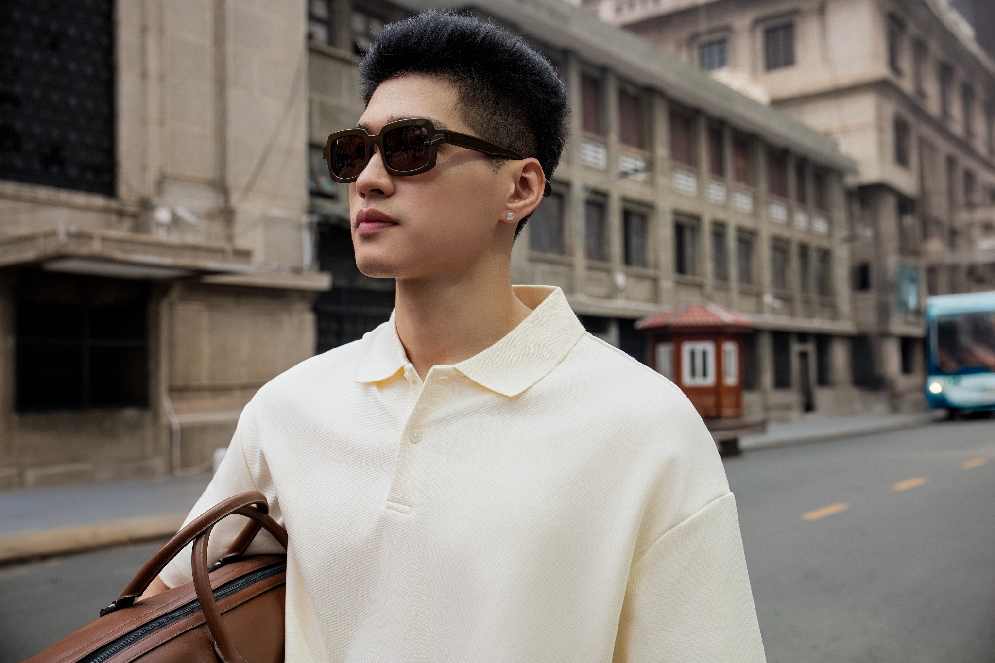 AG001 STUDIO LOOSE FIT BASIC POLO - OFF WHITE