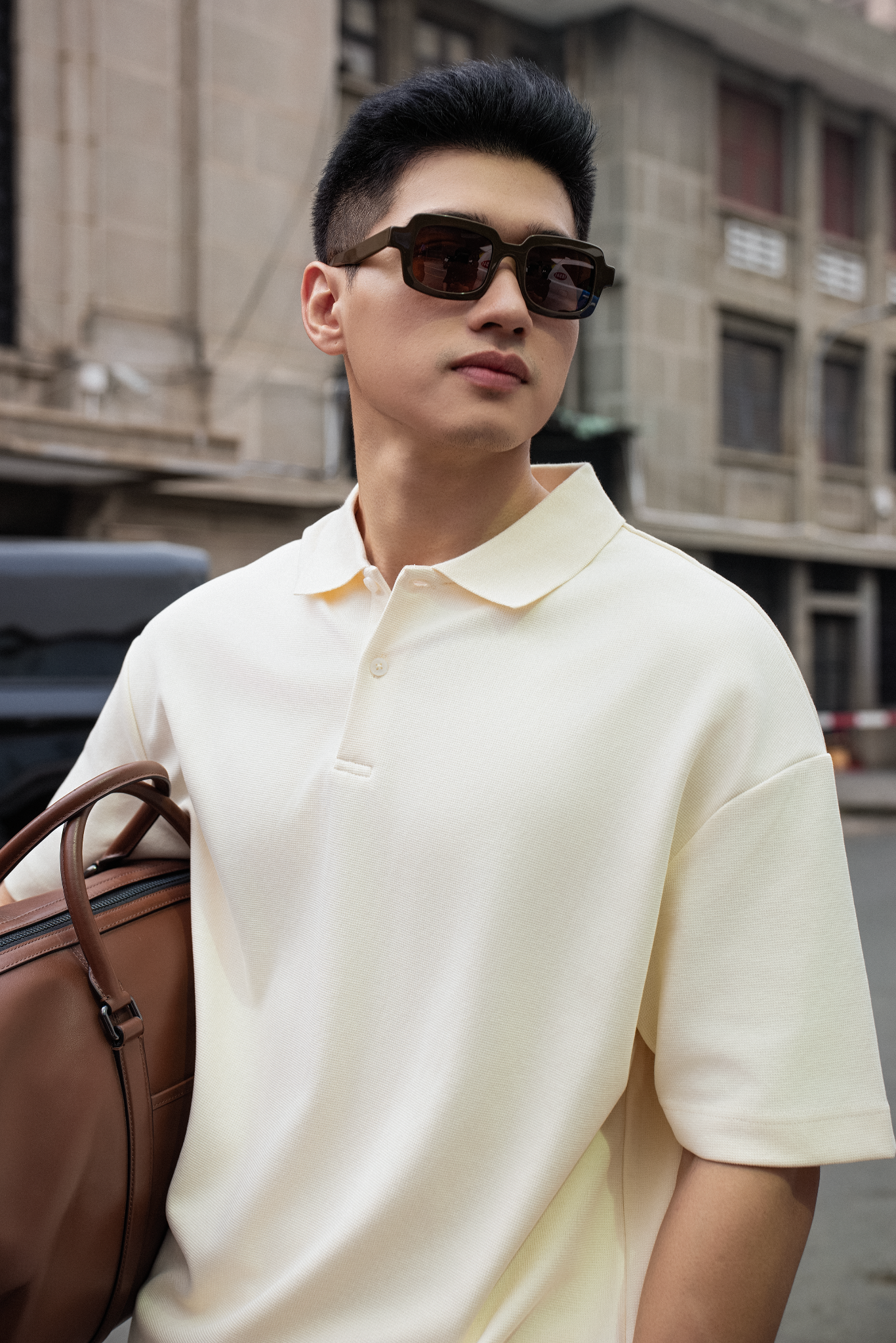 AG001 STUDIO LOOSE FIT BASIC POLO - OFF WHITE