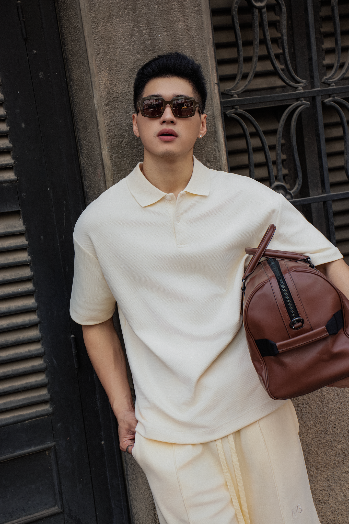 AG001 STUDIO LOOSE FIT BASIC POLO - OFF WHITE
