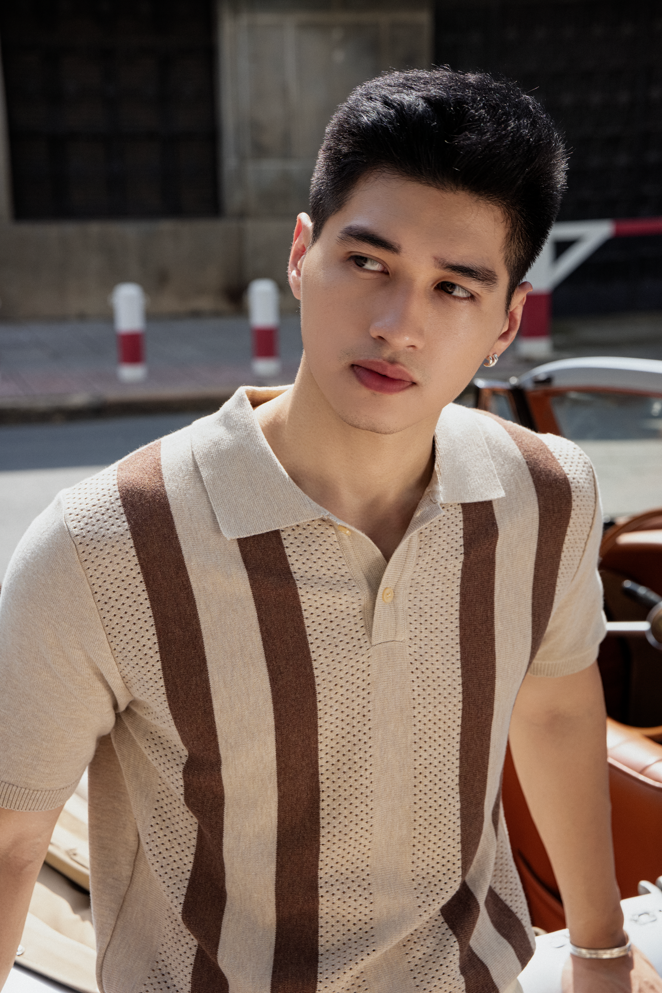 AG729 PREMIUM REGULAR FIT RIB STITCH POLO - OFF WHITE