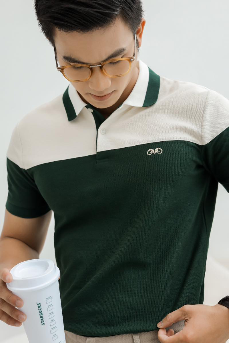 AG36 PREMIUM SLIMFIT POLO  - OCHRE WHITE