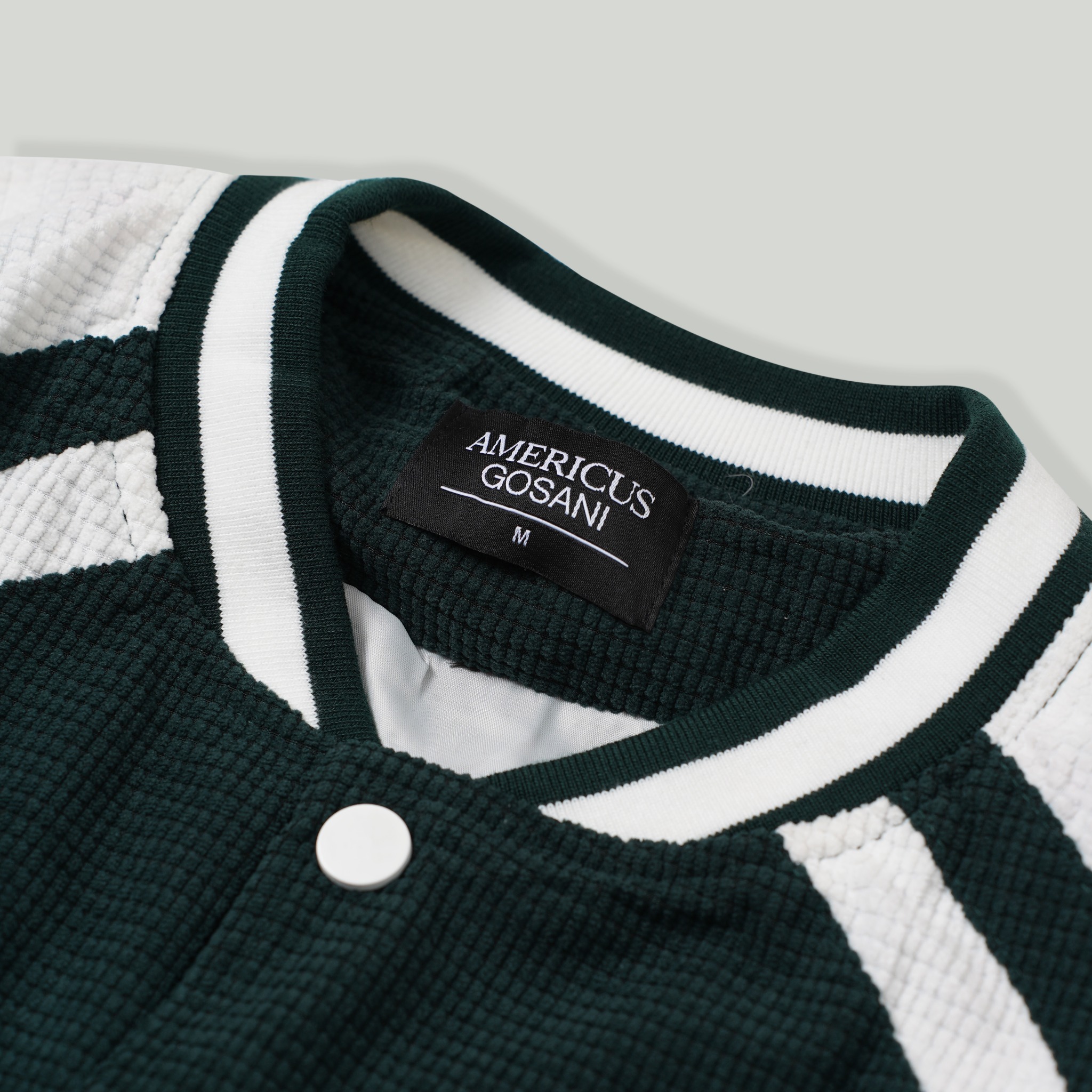 AG11 STUDIO LOOSE FIT CORDUROY VARSITY JACKET - GREEN