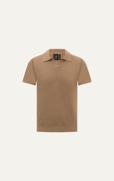  AG739 PREMIUM REGULAR FIT KNIT POLO - BROWN