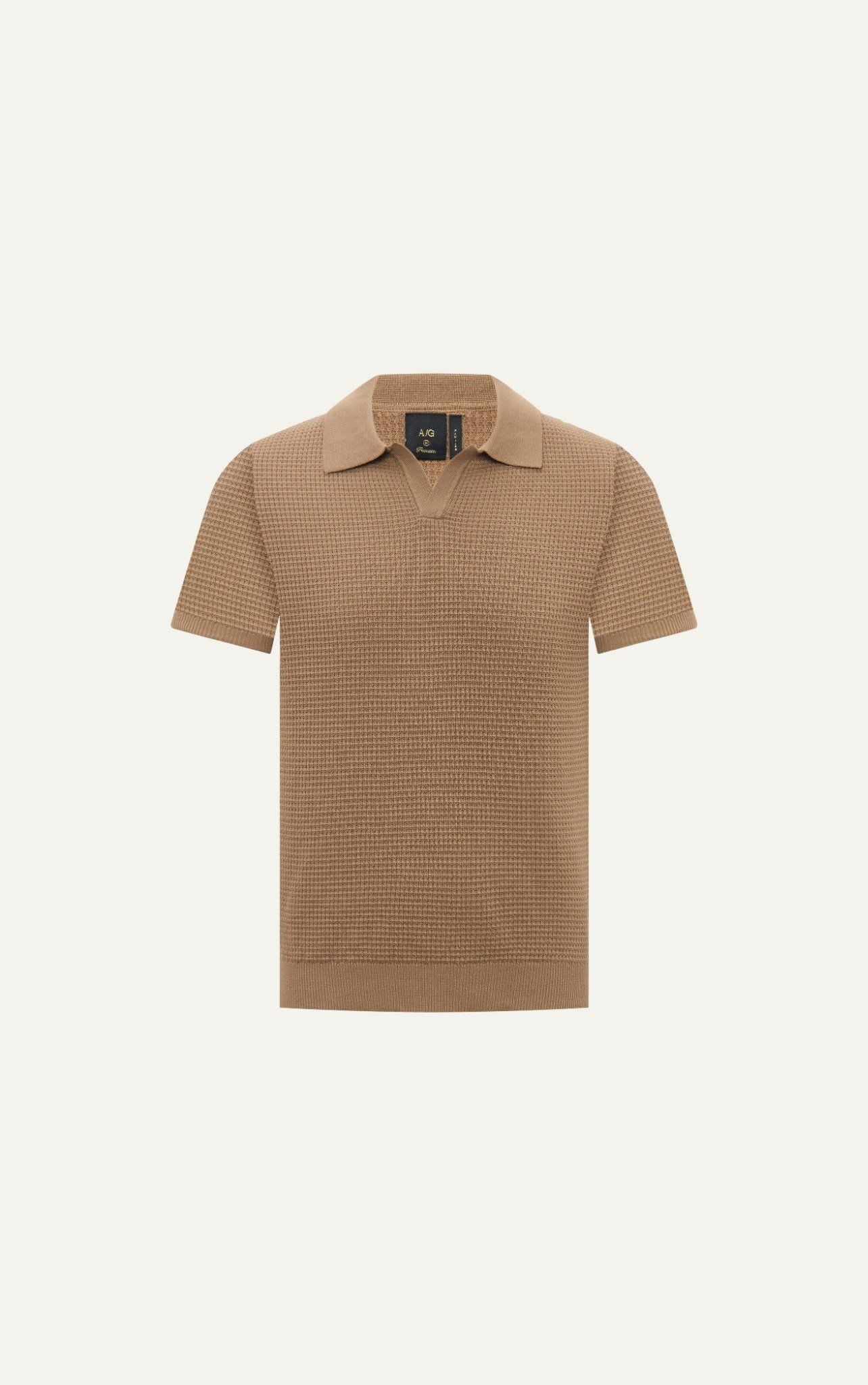  AG739 PREMIUM REGULAR FIT KNIT POLO - BROWN 